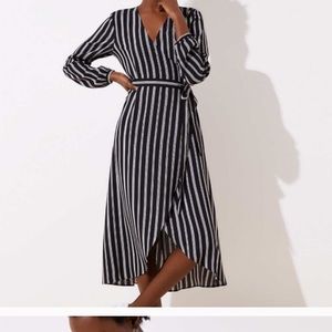 NWT LOFT Striped Midi Wrap Dress • XSmall